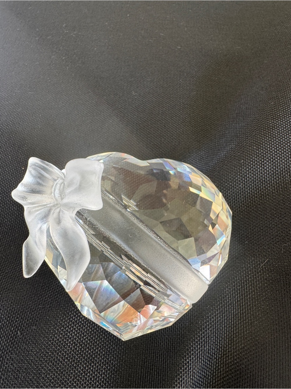 Swarovski Clear Faceted Crystal Heart Box with Frosted Bow